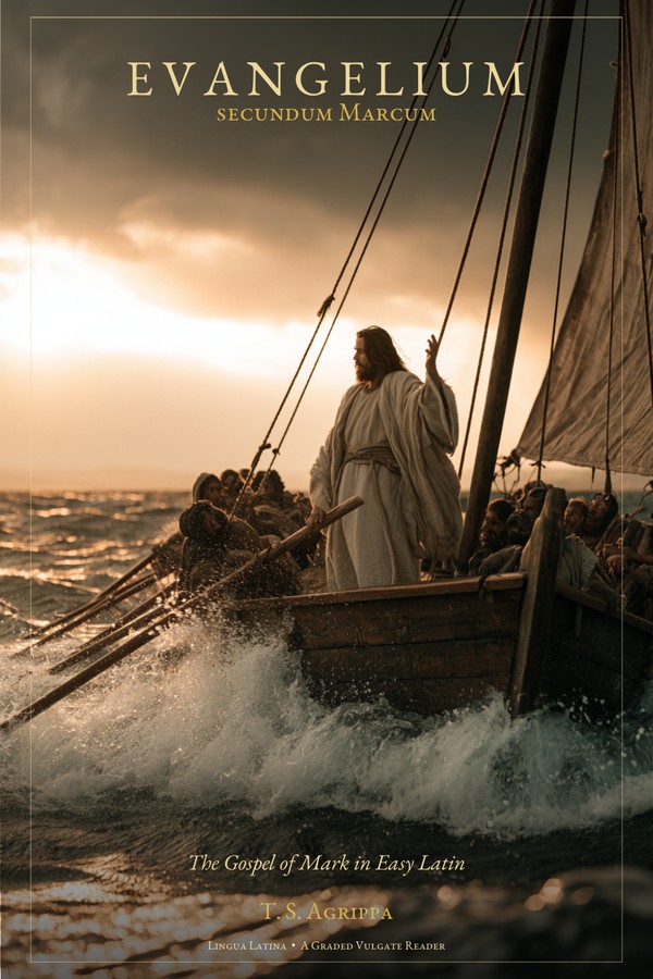 Evangelium secundum Marcum — The Gospel of Mark in Easy Latin, book cover: Christ stilling the storm